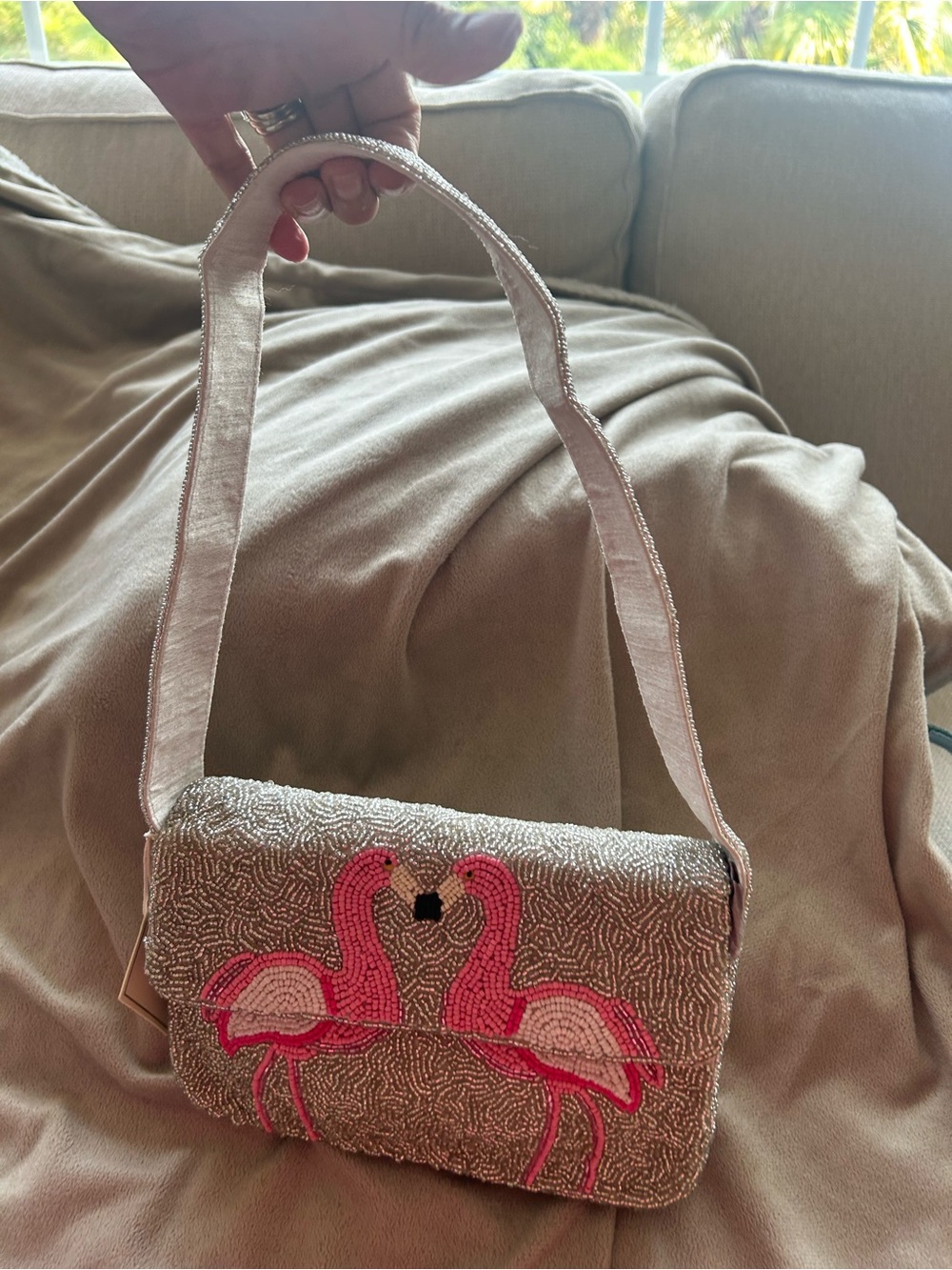 NWT SOL and MER beaded flamingo 🦩 handbag.